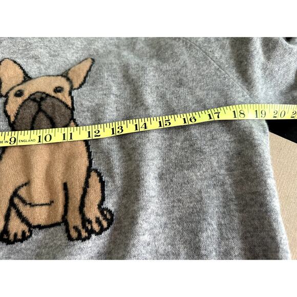 SOLD- Philosophy Cashmere French Bulldog Sweater, Heather Gray Women's size Lg - Picture 6 of 8